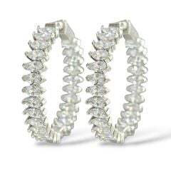 Taşlı Gümüş Halka Küpe