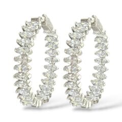 Taşlı Gümüş Halka Küpe