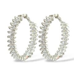 Taşlı Gümüş Halka Küpe