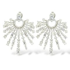 Taşlı Büyük Boy Gümüş Küpe