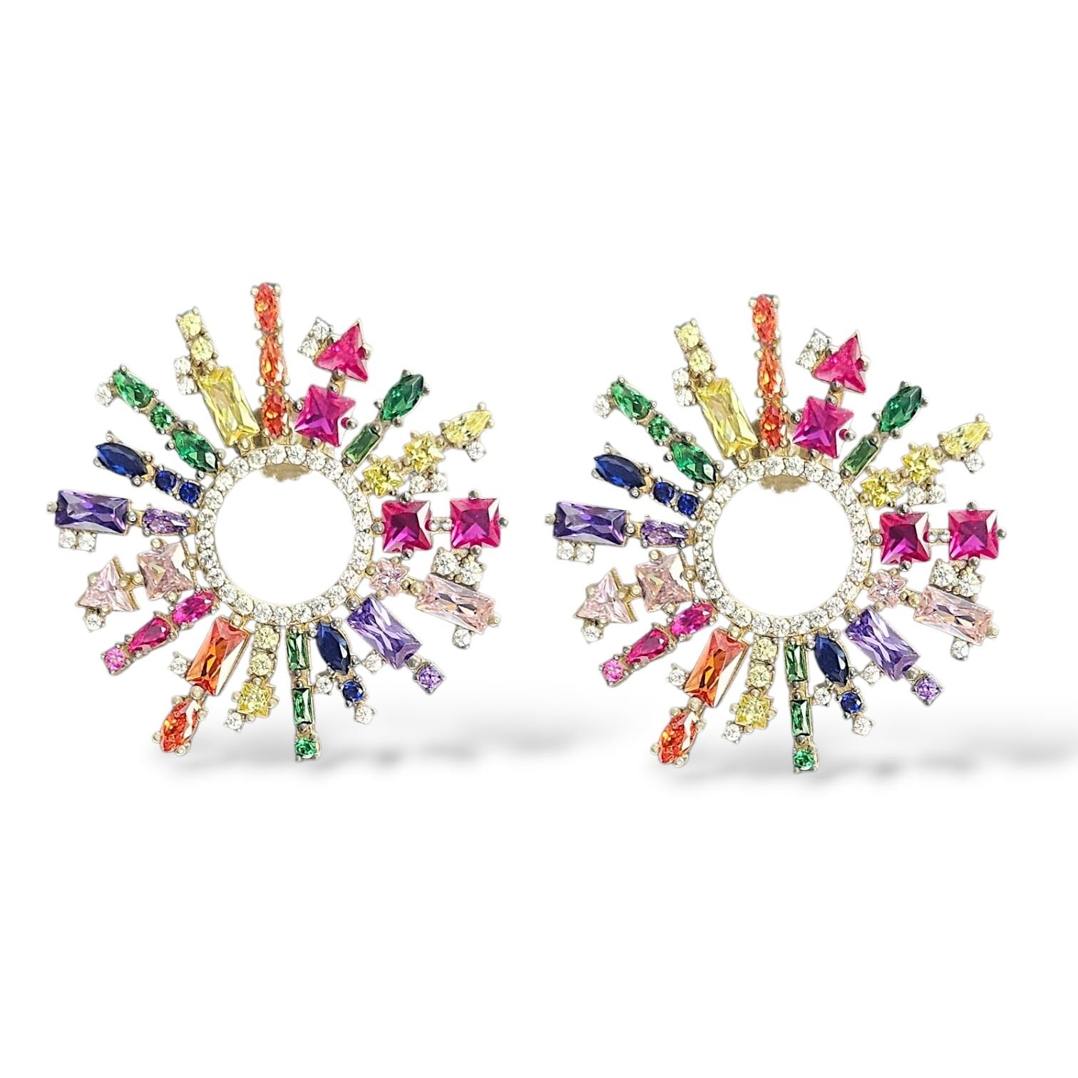 Renkli Taşlı Gümüş Küpe