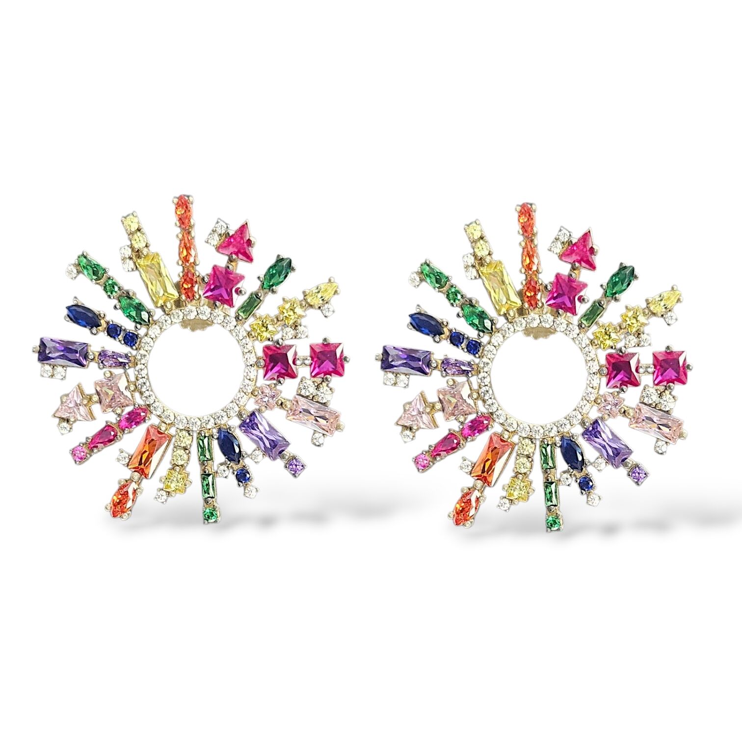 Renkli Taşlı Gümüş Küpe