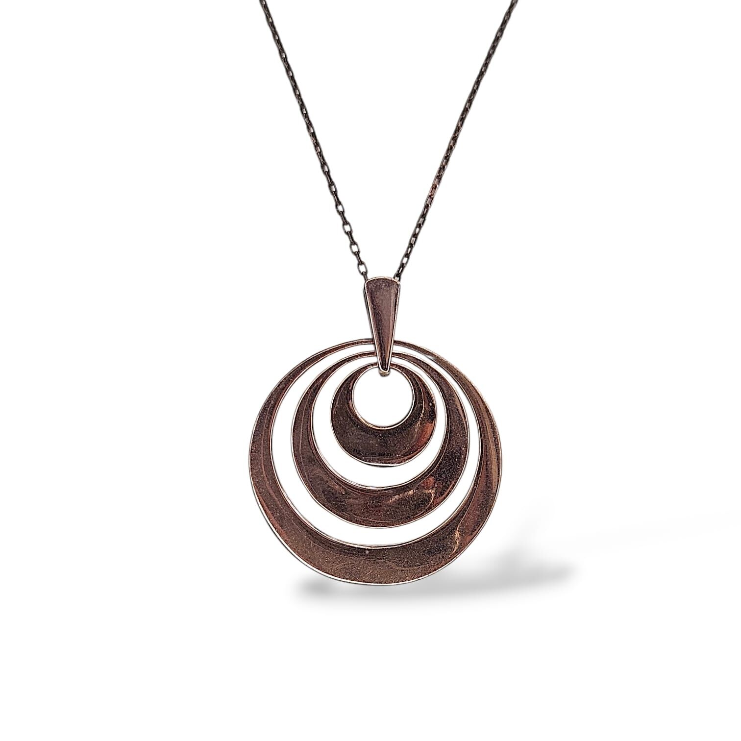 3 Sıralı Halka Plaka Rose Kaplama Gümüş Kolye