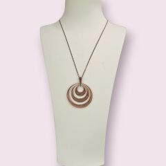 3 Sıralı Halka Plaka Rose Kaplama Gümüş Kolye