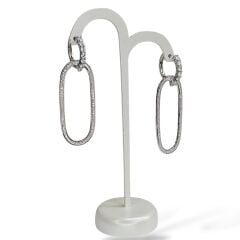 Kadın Abiye Küpe Gümüş Sallantılı Pırlanta İşçiliğinde Işıltılı Model