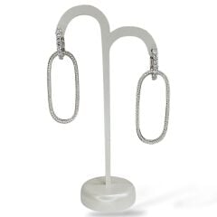 Kadın Abiye Küpe Gümüş Sallantılı Pırlanta İşçiliğinde Işıltılı Model