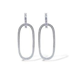 Kadın Abiye Küpe Gümüş Sallantılı Pırlanta İşçiliğinde Işıltılı Model