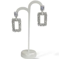 Kadın Gümüş Sallantılı Küpe Pırlanta İşçiliğinde Abiye Küpe