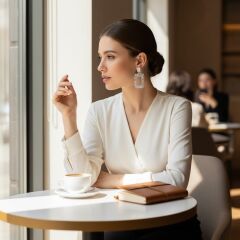 Kadın Gümüş Sallantılı Küpe Pırlanta İşçiliğinde Abiye Küpe