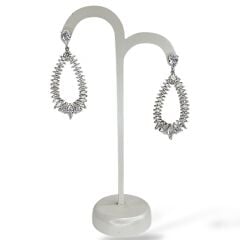 Kadın Gümüş Sallantılı Küpe Pırlanta İşçiliğinde Işıltılı Şık Abiye Küpe