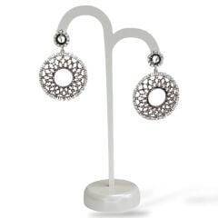 Gümüş Sallantılı Küpe Kadın Pırlanta İşçiliğinde Şık Abiye Küpe