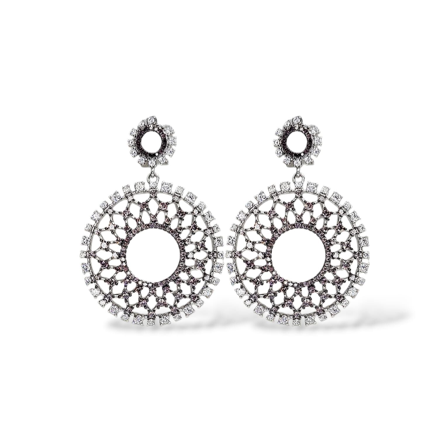 Gümüş Sallantılı Küpe Kadın Pırlanta İşçiliğinde Şık Abiye Küpe