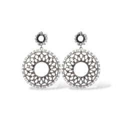 Gümüş Sallantılı Küpe Kadın Pırlanta İşçiliğinde Şık Abiye Küpe