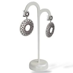 Gümüş Sallantılı Küpe Kadın Pırlanta İşçiliğinde Şık Abiye Küpe