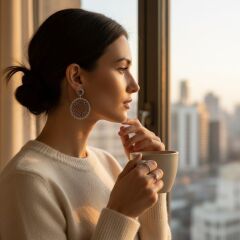 Gümüş Sallantılı Küpe Kadın Pırlanta İşçiliğinde Şık Abiye Küpe