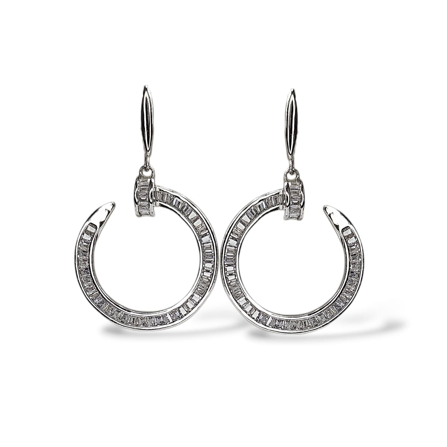 Kadın Gümüş Çivi Model Taşlı Sallantılı Abiye Küpe