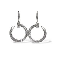 Kadın Gümüş Çivi Model Taşlı Sallantılı Abiye Küpe