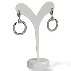 Kadın Gümüş Çivi Model Taşlı Sallantılı Abiye Küpe