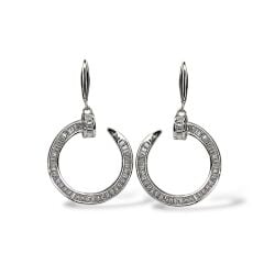 Kadın Gümüş Çivi Model Taşlı Sallantılı Abiye Küpe