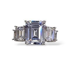 5 Taş Elmas Kesim Kristal Gümüş Yüzük