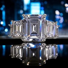 5 Taş Elmas Kesim Kristal Gümüş Yüzük