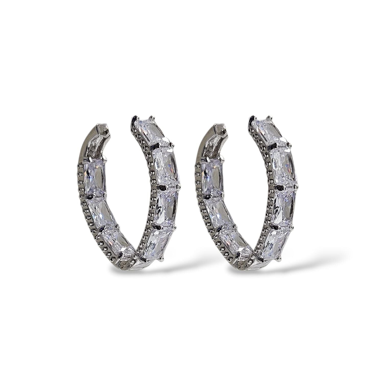 Kadın Gümüş Pırlanta İşçiliğinde Işıltılı Abiye Küpe