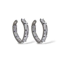 Kadın Gümüş Pırlanta İşçiliğinde Işıltılı Abiye Küpe