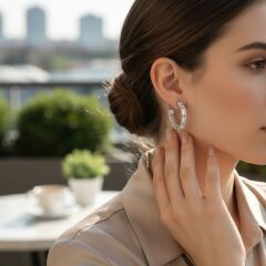 Kadın Gümüş Pırlanta İşçiliğinde Işıltılı Abiye Küpe