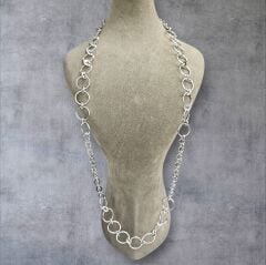 Kadın Şık Uzun Halka Gümüş Kolye