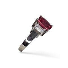 3 Taş Elmas Kesim Yakut Gümüş Yüzük