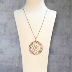 Kadın Lotus Çiçeği Şık Rose Kaplama Gümüş Kolye