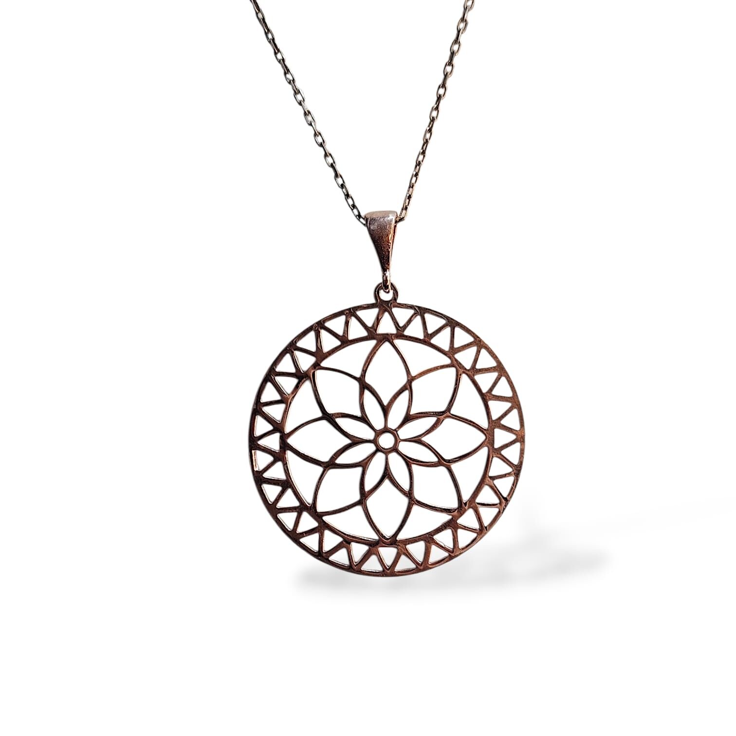 Kadın Lotus Çiçeği Şık Rose Kaplama Gümüş Kolye