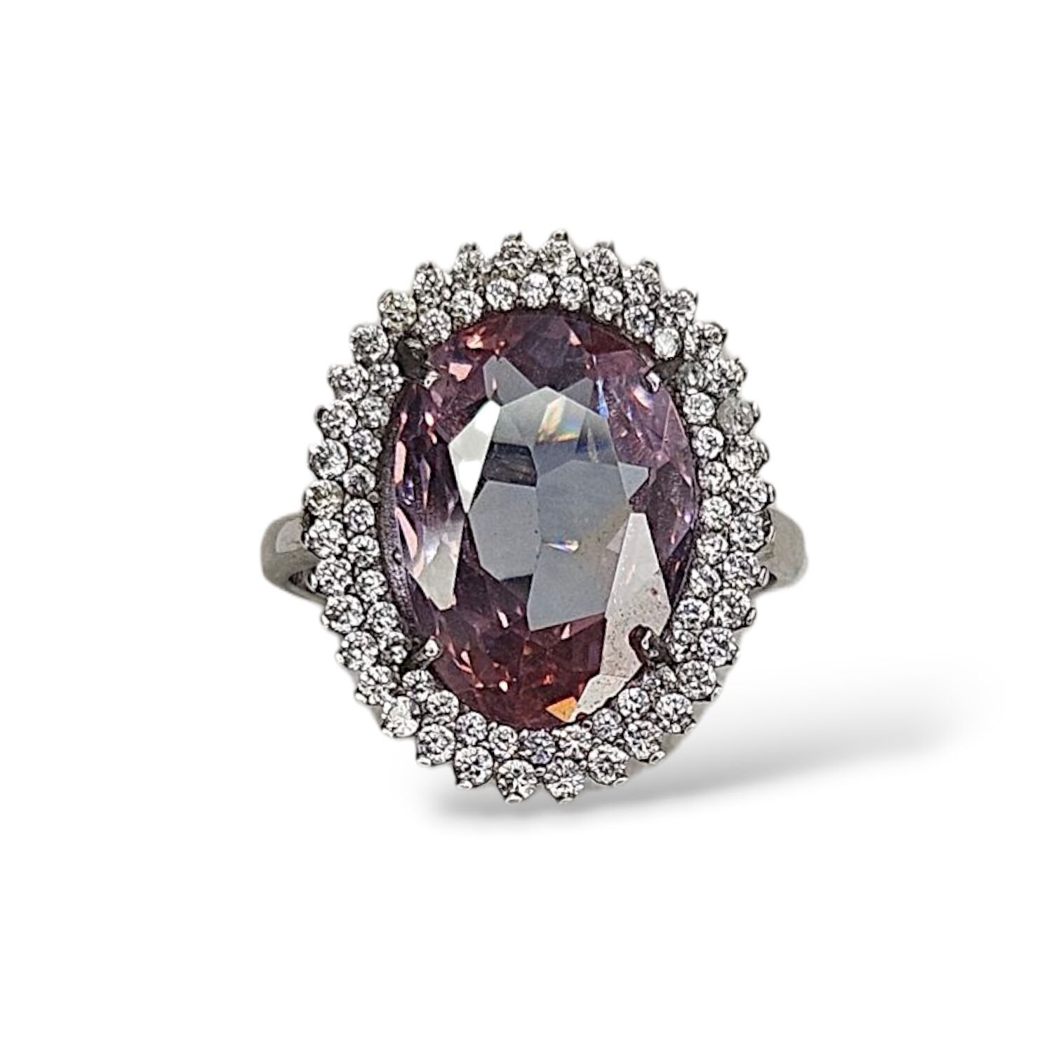 Ametist Taşlı Oval Form Gümüş Yüzük