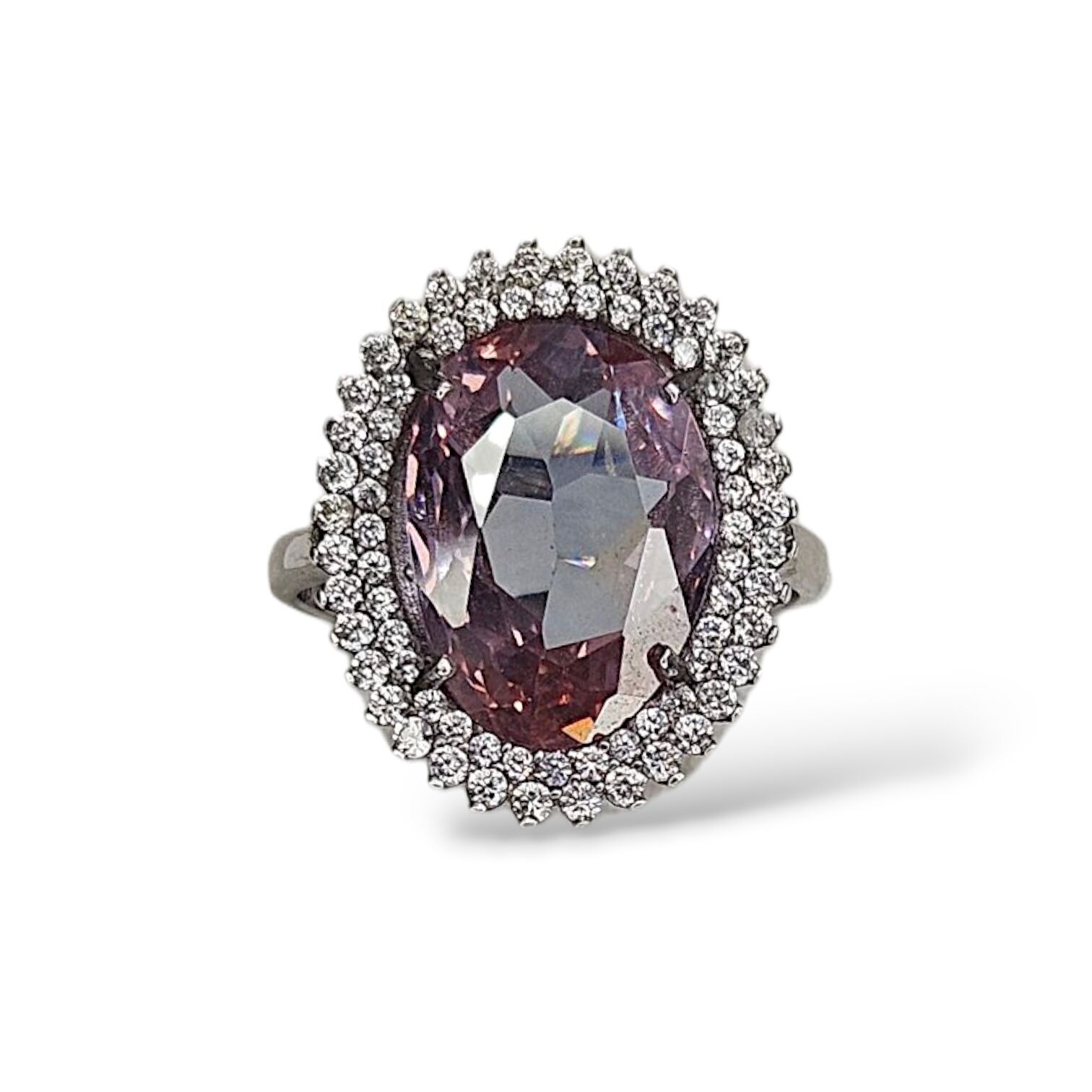 Ametist Taşlı Oval Form Gümüş Yüzük