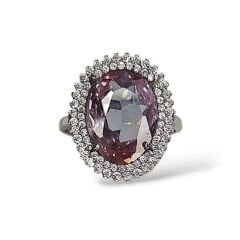 Ametist Taşlı Oval Form Gümüş Yüzük