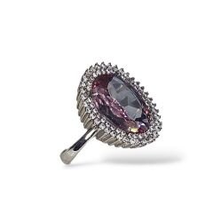 Ametist Taşlı Oval Form Gümüş Yüzük