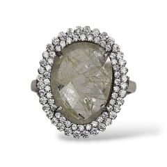 Kedi Gözü Renk Taşlı Gümüş Yüzük