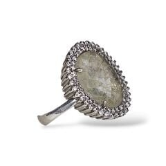 Kedi Gözü Renk Taşlı Gümüş Yüzük