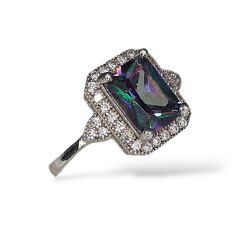 Mistik Topaz Taşlı Baget Gümüş Yüzük