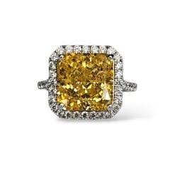 Kare Form Taşlı Sarı Kristal Gümüş Yüzük