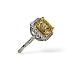 Kare Form Taşlı Sarı Kristal Gümüş Yüzük
