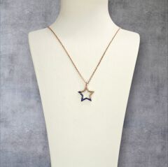 Kadın Yıldız Model Taşlı Gümüş Kolye - 2 renk