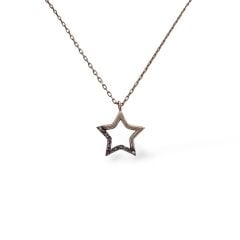 Kadın Yıldız Model Taşlı Gümüş Kolye - 2 renk