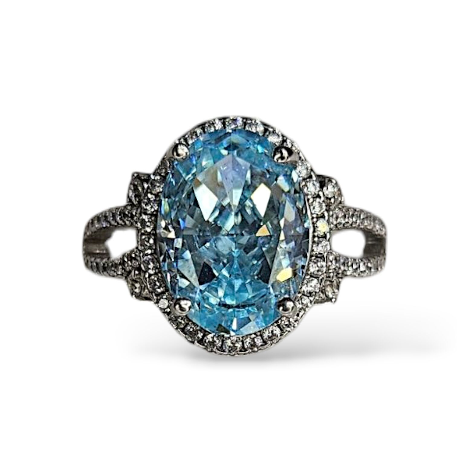 Oval Form Aquamarin Taşlı Gümüş Yüzük