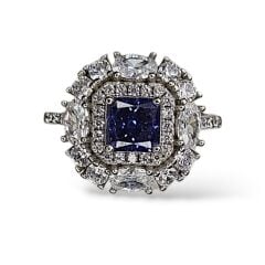 Safir Taşlı Elmas Kesim Gümüş Yüzük