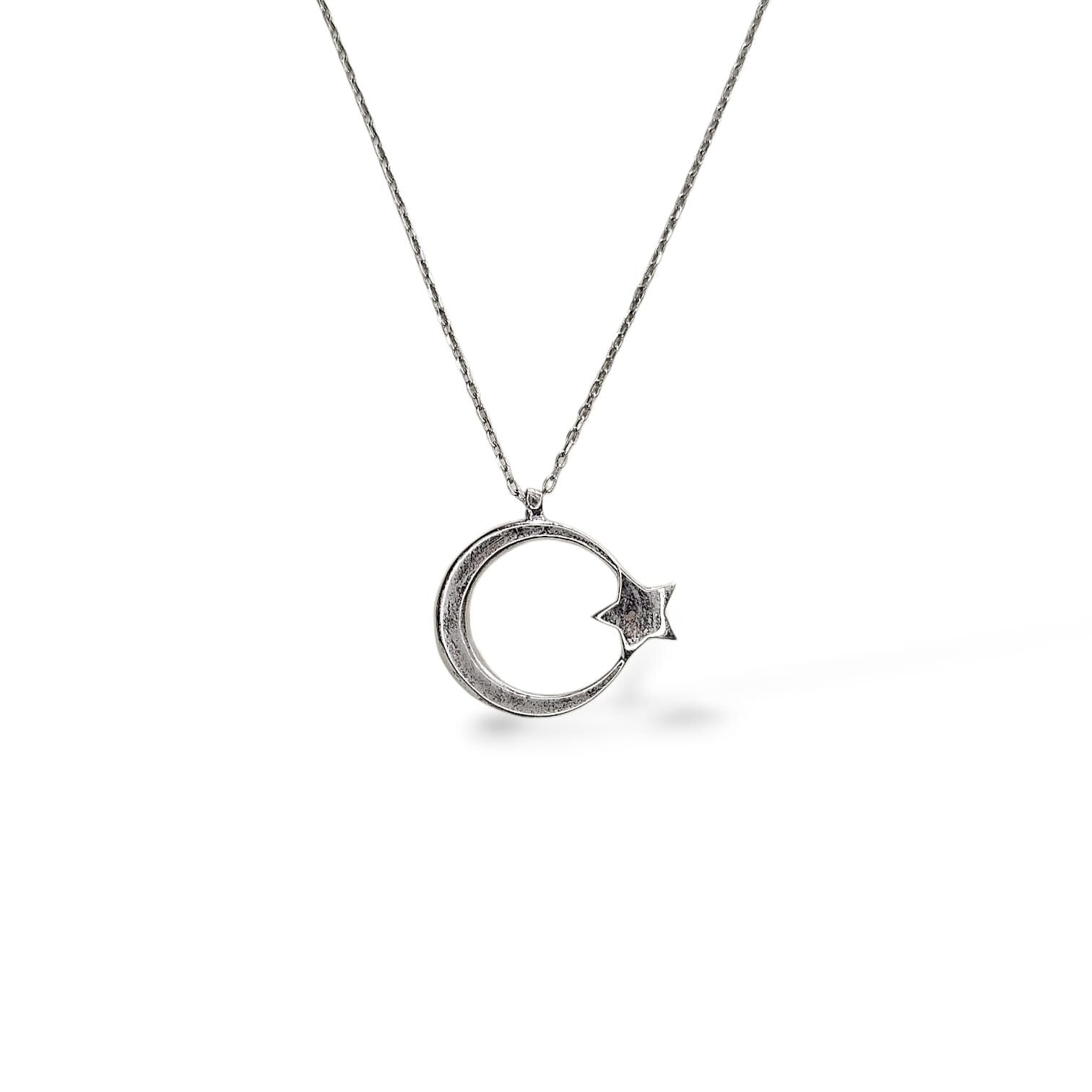 Kadın Hilal Model Gümüş Kolye