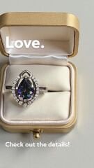 Mistik Topaz Taşlı Damla Model Gümüş Yüzük