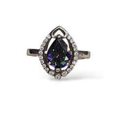 Mistik Topaz Taşlı Damla Model Gümüş Yüzük