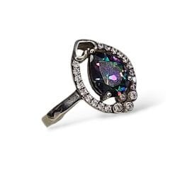 Mistik Topaz Taşlı Damla Model Gümüş Yüzük