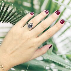 Mistik Topaz Taşlı Damla Model Gümüş Yüzük